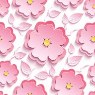 Фреска Розовые абстрактные цветы 3d