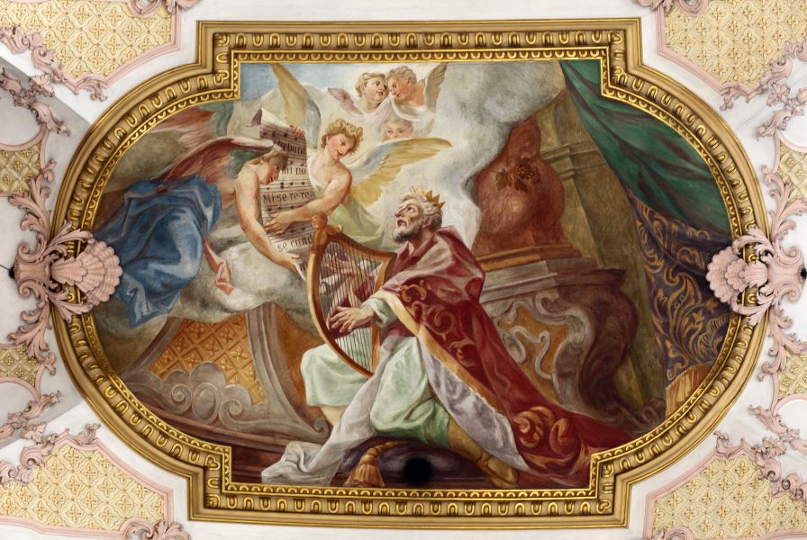 Картина на холсте Живопись - арфа и ангелы, арт hd0463801