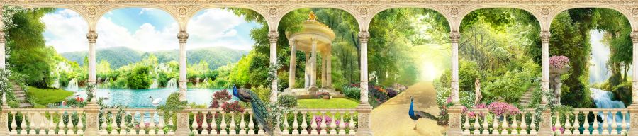 Картина на холсте Беседка в райском саду, арт hd0620001