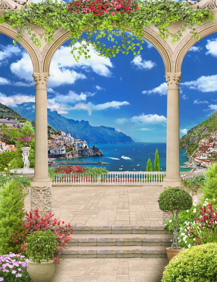 Картина на холсте Терраса с видом на море, арт hd0881301