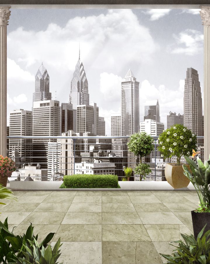 Картина на холсте Балкон с видом на мегаполис, арт hd0882601