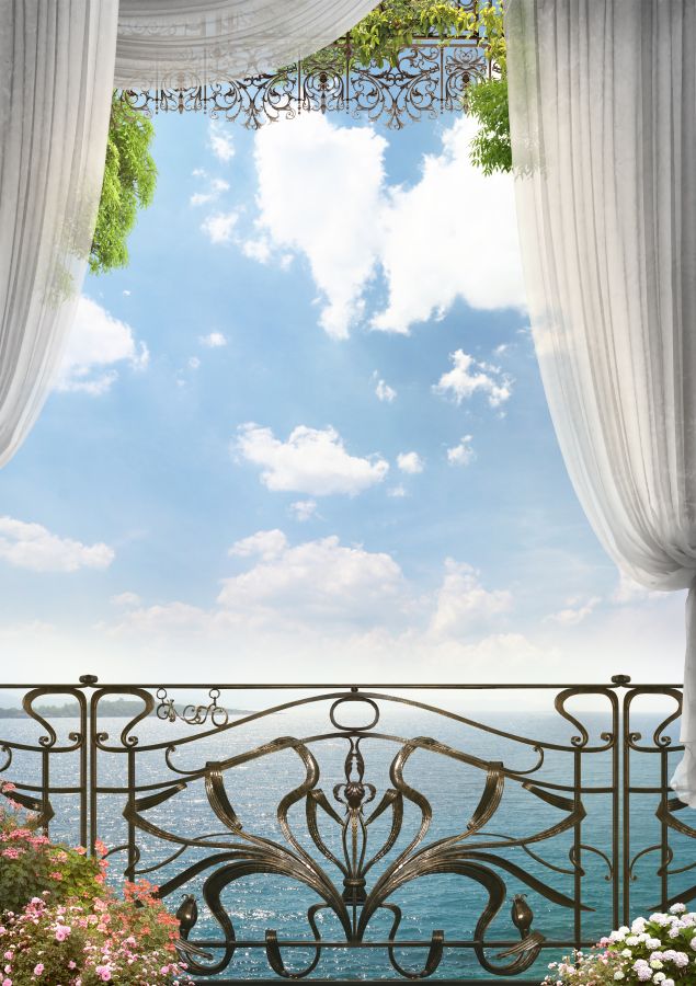 Картина на холсте балкон с видом на море, арт hd0891501