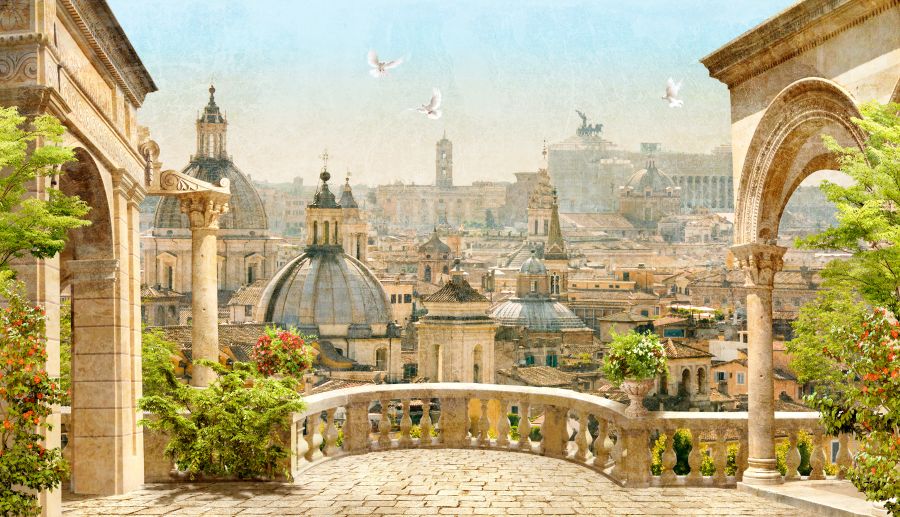 Картина на холсте терраса с видом на город, арт hd0894201