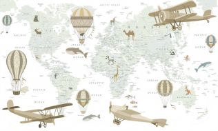 Фреска Карта с самолетами и шарами