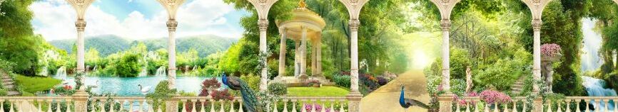 Картина на холсте Беседка в райском саду, арт hd0620001