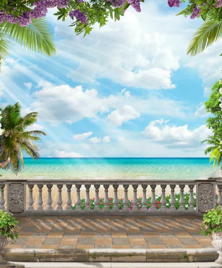 Картина на холсте Балкон с видом на море в хорошую погоду, арт hd0873501