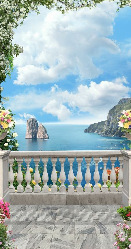 Картина на холсте Балкончик с видом на море, арт hd0874201