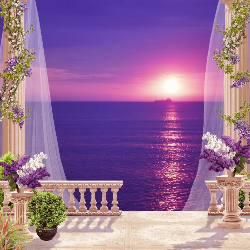 Картина на холсте Морской закат с террасы, арт hd0891201